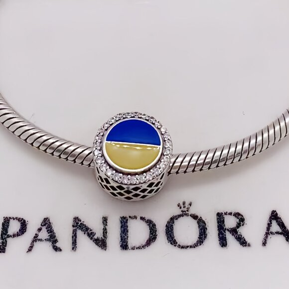 Pandora Jewelry - Pandora Ukraine Flag Bead Charm Travel Charm S925 Sterling Silver Jewelry